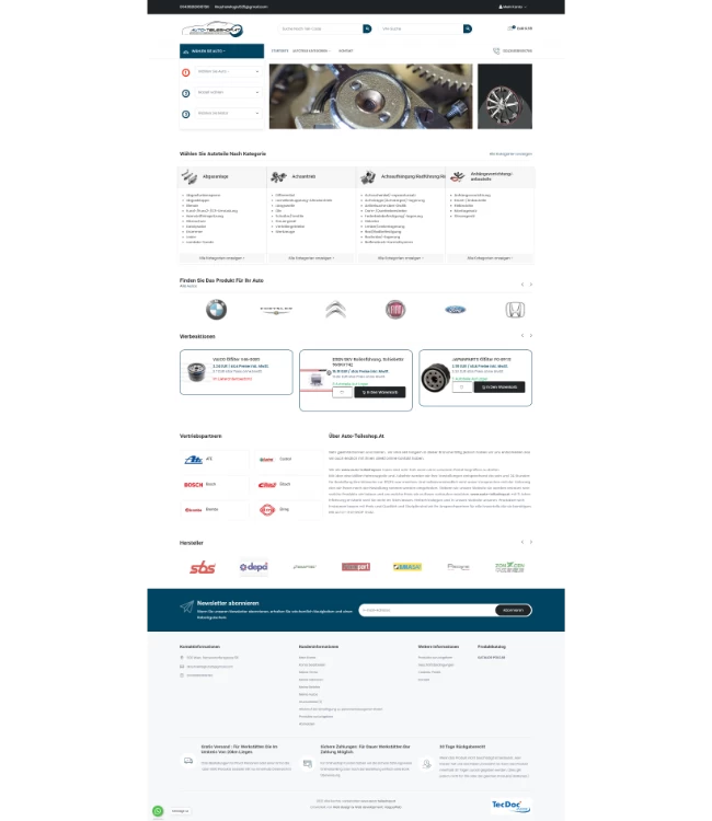 Spare parts online store using TecDoc licence - Auto-TeileShop.At